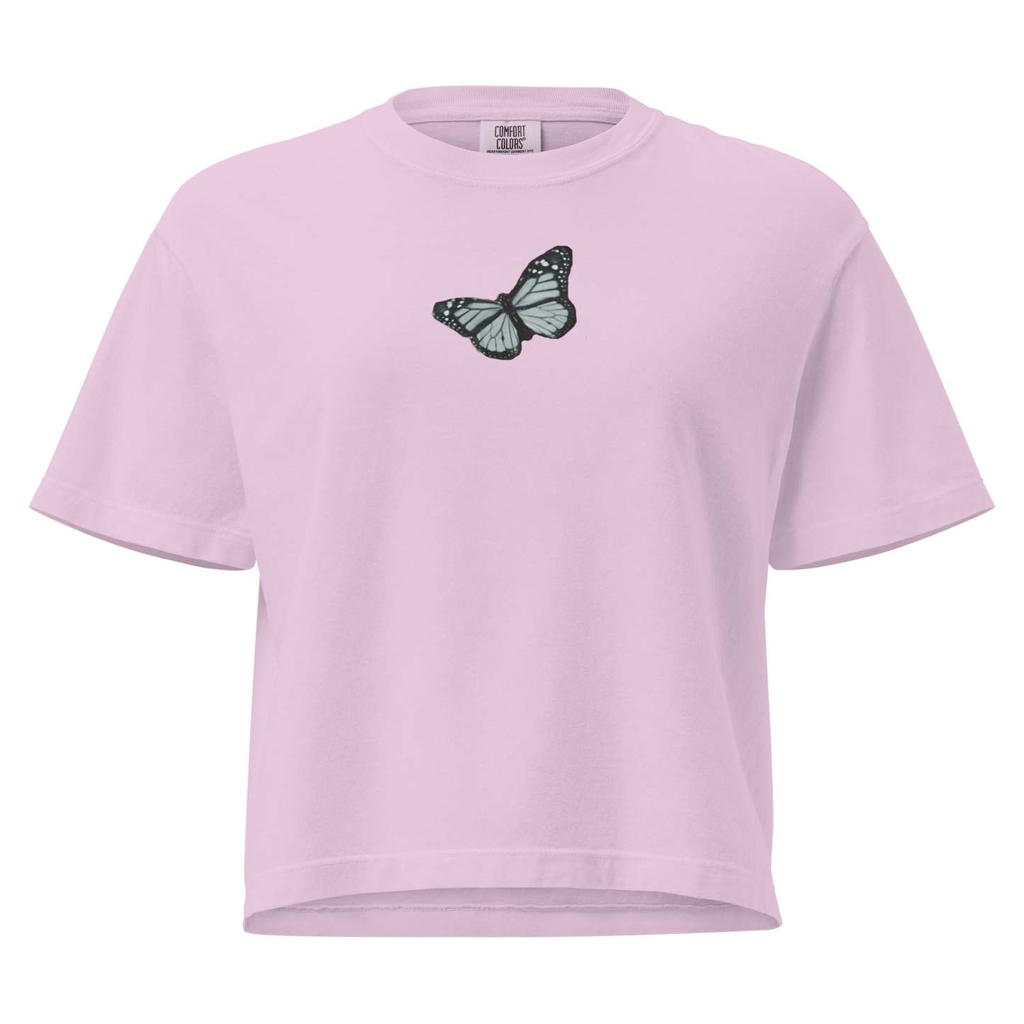 Band of Muses - In The Air box tee in pink featuring the Band of Muses butterfly on the front