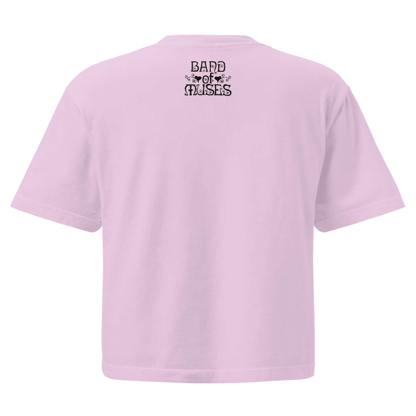 Band of Muses - In The Air Box Tee in pink featuring the Band of Muses logo on the back