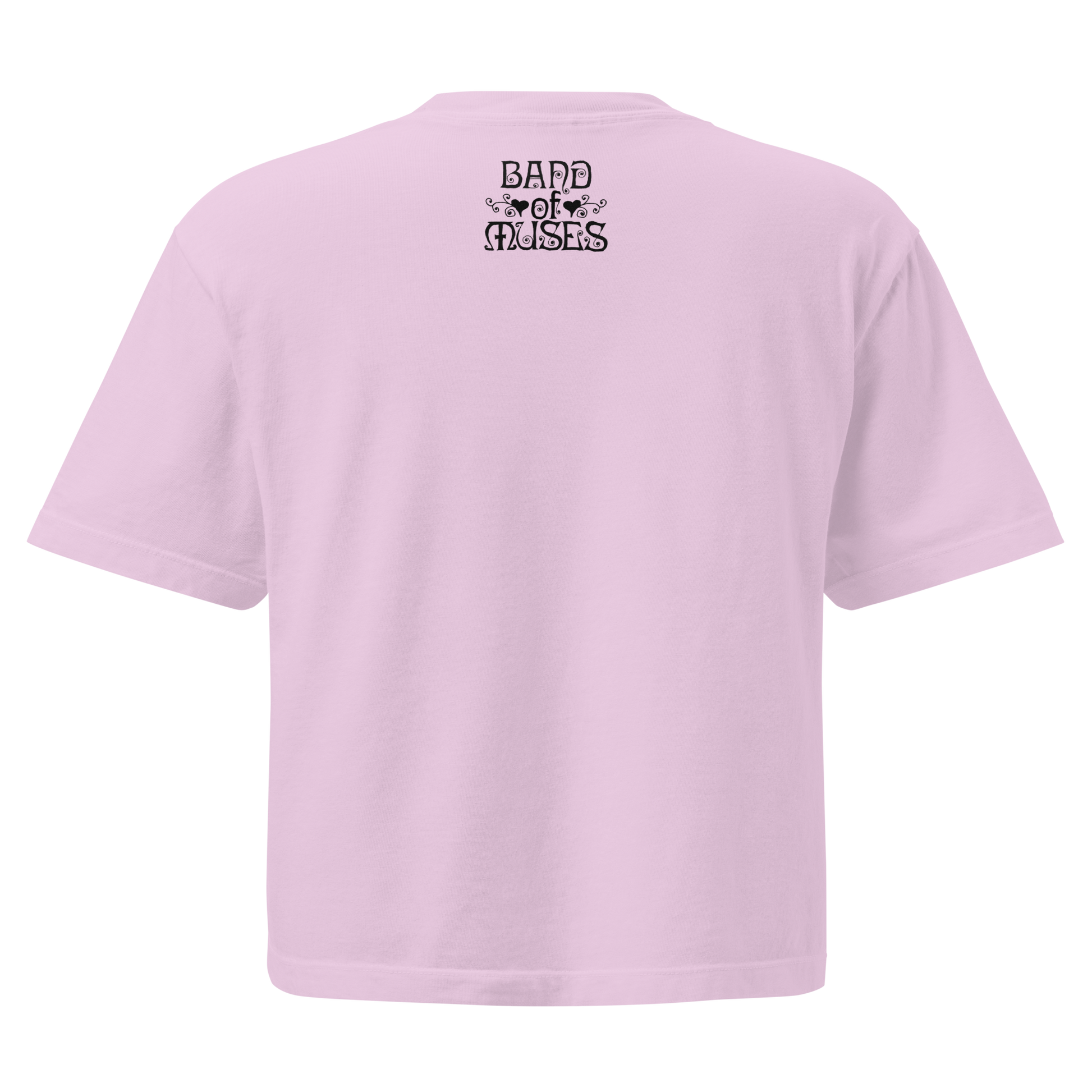 Band of Muses - In The Air Box Tee in pink featuring the Band of Muses logo on the back